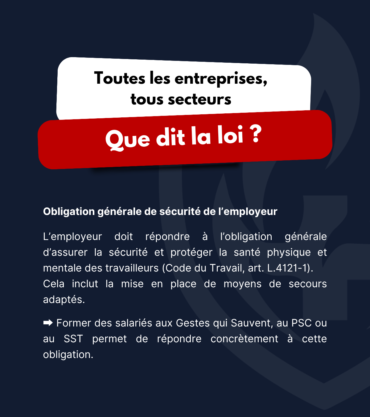 Fiche d’information sur la réglementation en sécurité et prévention des risques professionnels PSC, SST et gestes qui sauvent